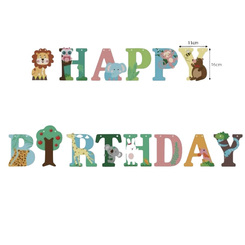 Papieren slinger Happy Birthday Little Jungle